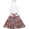 image:imageLYANER Womens 2 Piece Sets Summer Lace Halter Cami Crop Top and Mini Skirt Set Vacation Beach OutfitsSolid Pink