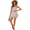 image:imageLYANER Womens 2 Piece Summer Outfits Boho Flora Print Crop Top Sleeveless Shirred Tube Top and Shorts SetsBeige