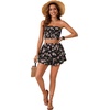 image:imageLYANER Womens 2 Piece Summer Outfits Boho Flora Print Crop Top Sleeveless Shirred Tube Top and Shorts SetsBlack