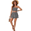 image:imageLYANER Womens 2 Piece Summer Outfits Boho Flora Print Crop Top Sleeveless Shirred Tube Top and Shorts SetsFloral Black