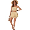 image:imageLYANER Womens 2 Piece Summer Outfits Boho Flora Print Crop Top Sleeveless Shirred Tube Top and Shorts SetsFloral Light Yellow