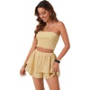 image:imageLYANER Womens 2 Piece Summer Outfits Boho Flora Print Crop Top Sleeveless Shirred Tube Top and Shorts SetsFloral Light Yellow