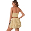 image:imageLYANER Womens 2 Piece Summer Outfits Boho Flora Print Crop Top Sleeveless Shirred Tube Top and Shorts SetsFloral Light Yellow