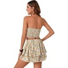 image:imageLYANER Womens 2 Piece Summer Outfits Boho Flora Print Crop Top Sleeveless Shirred Tube Top and Shorts SetsFloral Yellow