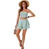 image:imageLYANER Womens 2 Piece Summer Outfits Boho Flora Print Crop Top Sleeveless Shirred Tube Top and Shorts SetsGreen