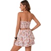image:imageLYANER Womens 2 Piece Summer Outfits Boho Flora Print Crop Top Sleeveless Shirred Tube Top and Shorts SetsLight Pink