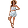 image:imageLYANER Womens 2 Piece Summer Outfits Boho Flora Print Crop Top Sleeveless Shirred Tube Top and Shorts SetsWhite