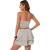 image:imageLYANER Womens 2 Piece Summer Outfits Boho Flora Print Crop Top Sleeveless Shirred Tube Top and Shorts SetsYellow