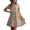 image:imageLYANER Womens Boho Print Short Sleeve V Neck Flowy A Line Beach Vacation Mini DressChampagne