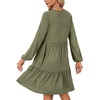 image:imageLYANER Womens Casual Long Sleeve Dress Crewneck Button Long Sleeve Tiered Flowy ALine Mini DressArmy Green