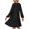 image:imageLYANER Womens Casual Long Sleeve Dress Crewneck Button Long Sleeve Tiered Flowy ALine Mini DressBlack