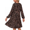 image:imageLYANER Womens Casual Long Sleeve Dress Crewneck Button Long Sleeve Tiered Flowy ALine Mini DressBlack Leopard Print