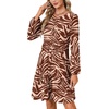image:imageLYANER Womens Casual Long Sleeve Dress Crewneck Button Long Sleeve Tiered Flowy ALine Mini DressCaramel Zebra Print
