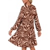 image:imageLYANER Womens Casual Long Sleeve Dress Crewneck Button Long Sleeve Tiered Flowy ALine Mini DressCaramel Zebra Print