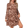 image:imageLYANER Womens Casual Long Sleeve Dress Crewneck Button Long Sleeve Tiered Flowy ALine Mini DressCaramel Zebra Print
