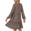 image:imageLYANER Womens Casual Long Sleeve Dress Crewneck Button Long Sleeve Tiered Flowy ALine Mini DressCoffee