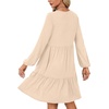 image:imageLYANER Womens Casual Long Sleeve Dress Crewneck Button Long Sleeve Tiered Flowy ALine Mini DressDark Apricot