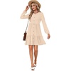 image:imageLYANER Womens Casual Long Sleeve Dress Crewneck Button Long Sleeve Tiered Flowy ALine Mini DressDark Apricot