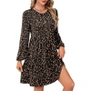 image:imageLYANER Womens Casual Long Sleeve Dress Crewneck Button Long Sleeve Tiered Flowy ALine Mini DressDark Apricot Spots