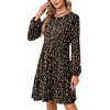 image:imageLYANER Womens Casual Long Sleeve Dress Crewneck Button Long Sleeve Tiered Flowy ALine Mini DressDark Apricot Spots