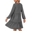 image:imageLYANER Womens Casual Long Sleeve Dress Crewneck Button Long Sleeve Tiered Flowy ALine Mini DressDark Grey