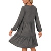 image:imageLYANER Womens Casual Long Sleeve Dress Crewneck Button Long Sleeve Tiered Flowy ALine Mini DressDeep Winter Gray