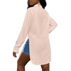 image:imageLYANER Womens Collar Neck Long Sleeve Button Down Shirts Sexy Split Hem Tops Long Blouse Shirt DressApricot