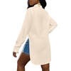 image:imageLYANER Womens Collar Neck Long Sleeve Button Down Shirts Sexy Split Hem Tops Long Blouse Shirt DressBeige