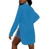 image:imageLYANER Womens Collar Neck Long Sleeve Button Down Shirts Sexy Split Hem Tops Long Blouse Shirt DressBlue