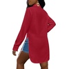 image:imageLYANER Womens Collar Neck Long Sleeve Button Down Shirts Sexy Split Hem Tops Long Blouse Shirt DressBurgundy
