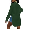 image:imageLYANER Womens Collar Neck Long Sleeve Button Down Shirts Sexy Split Hem Tops Long Blouse Shirt DressDark Green