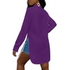 image:imageLYANER Womens Collar Neck Long Sleeve Button Down Shirts Sexy Split Hem Tops Long Blouse Shirt DressDark Purple