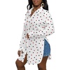 image:imageLYANER Womens Collar Neck Long Sleeve Button Down Shirts Sexy Split Hem Tops Long Blouse Shirt DressHeart White