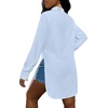 image:imageLYANER Womens Collar Neck Long Sleeve Button Down Shirts Sexy Split Hem Tops Long Blouse Shirt DressLight Blue