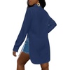 image:imageLYANER Womens Collar Neck Long Sleeve Button Down Shirts Sexy Split Hem Tops Long Blouse Shirt DressNavy