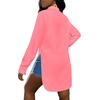 image:imageLYANER Womens Collar Neck Long Sleeve Button Down Shirts Sexy Split Hem Tops Long Blouse Shirt DressNeon Pink