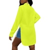 image:imageLYANER Womens Collar Neck Long Sleeve Button Down Shirts Sexy Split Hem Tops Long Blouse Shirt DressNeon Yellow