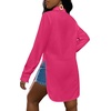 image:imageLYANER Womens Collar Neck Long Sleeve Button Down Shirts Sexy Split Hem Tops Long Blouse Shirt DressRose
