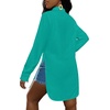 image:imageLYANER Womens Collar Neck Long Sleeve Button Down Shirts Sexy Split Hem Tops Long Blouse Shirt DressTurquoise