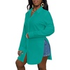 image:imageLYANER Womens Collar Neck Long Sleeve Button Down Shirts Sexy Split Hem Tops Long Blouse Shirt DressTurquoise