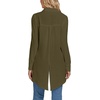 image:imageLYANER Womens Collar V Neck Split Hem Button Down Long Sleeve Long Shirt Blouse Tunic TopArmy Green