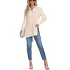 image:imageLYANER Womens Collar V Neck Split Hem Button Down Long Sleeve Long Shirt Blouse Tunic TopBeige