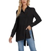 image:imageLYANER Womens Collar V Neck Split Hem Button Down Long Sleeve Long Shirt Blouse Tunic TopBlack