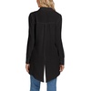 image:imageLYANER Womens Collar V Neck Split Hem Button Down Long Sleeve Long Shirt Blouse Tunic TopBlack