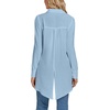 image:imageLYANER Womens Collar V Neck Split Hem Button Down Long Sleeve Long Shirt Blouse Tunic TopBlue
