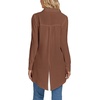 image:imageLYANER Womens Collar V Neck Split Hem Button Down Long Sleeve Long Shirt Blouse Tunic TopBrown