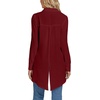 image:imageLYANER Womens Collar V Neck Split Hem Button Down Long Sleeve Long Shirt Blouse Tunic TopBurgundy