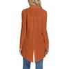 image:imageLYANER Womens Collar V Neck Split Hem Button Down Long Sleeve Long Shirt Blouse Tunic TopCaramel