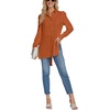 image:imageLYANER Womens Collar V Neck Split Hem Button Down Long Sleeve Long Shirt Blouse Tunic TopCaramel
