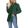 image:imageLYANER Womens Collar V Neck Split Hem Button Down Long Sleeve Long Shirt Blouse Tunic TopDark Green